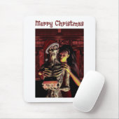 Merry Christmas. Funny skeleton with woman マウスパッド (マウス)
