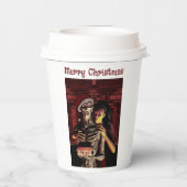 Merry Christmas. Funny skeleton with woman 紙コップ (裏面)