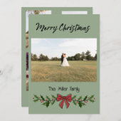 Merry Christmas Garland and Mistletoe 招待状 (正面/裏面)