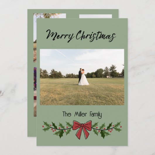 Merry Christmas Garland and Mistletoe 招待状 (正面/裏面)