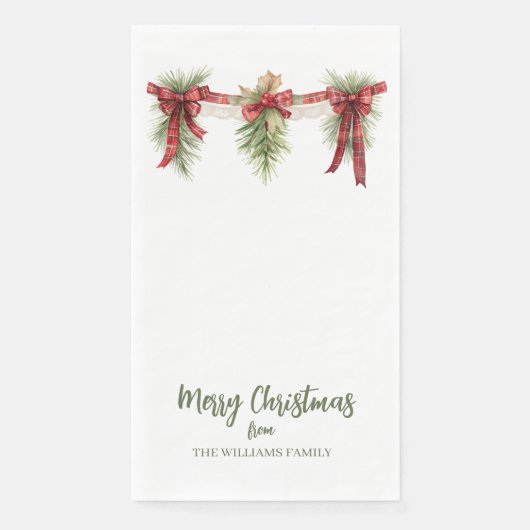 Merry Christmas Garland Paper Guest Towels (正面)