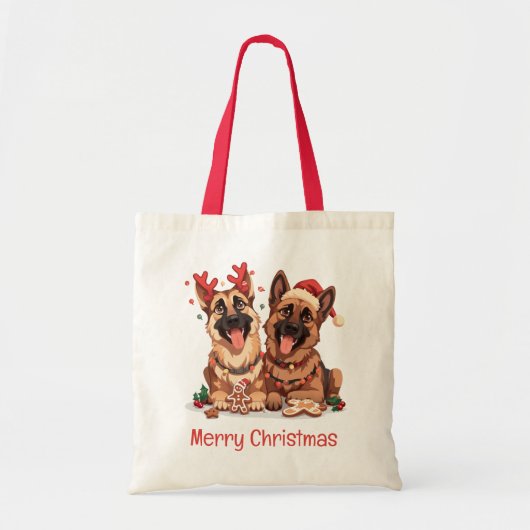 Merry Christmas German Shepherd Dogs トートバッグ (正面)
