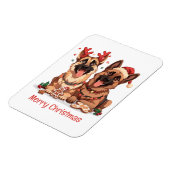 Merry Christmas German Shepherd Dogs マグネット (左側)