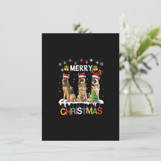 Merry Christmas German Shepherd Santa Christmas Tr 招待状 (スタンド正面)