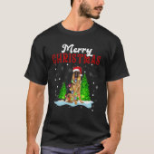 Merry Christmas German Shepherd Tree Lights Dog Tシャツ (正面)