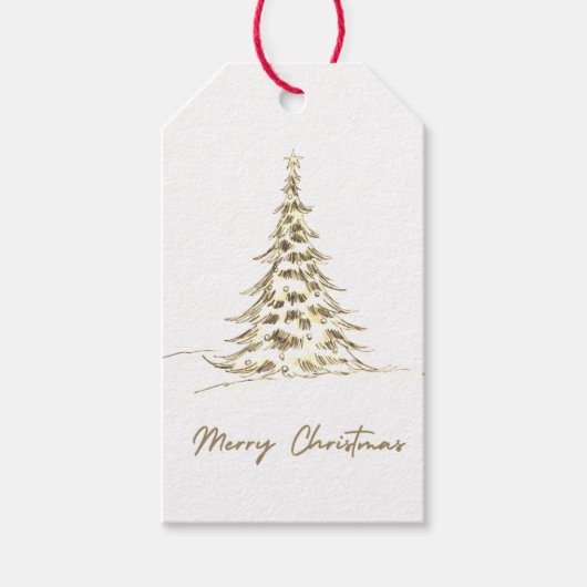 Merry Christmas Gift Tag | Elegant Christmas Tree ギフトタグ (正面)