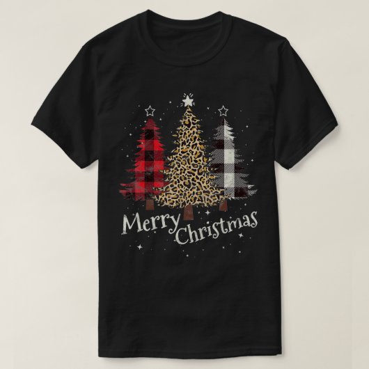 Merry Christmas Gift Three Xmas Trees Buffalo Plai Tシャツ (デザイン正面)