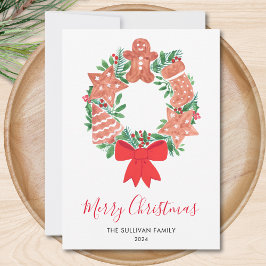 Merry Christmas Gingerbread Cookie Wreath シーズンカード
