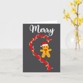 Merry Christmas Gingerbread Couple Xmas Pajamas Ma カード (黄色い花)