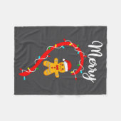 Merry Christmas Gingerbread Couple Xmas Pajamas Ma フリースブランケット (正面(横))