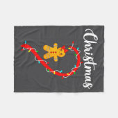 Merry Christmas Gingerbread Couples Xmas Pajamas M フリースブランケット (正面(横))