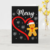 Merry Christmas Gingerbread Family Couples Xmas Pa カード (黄色い花)