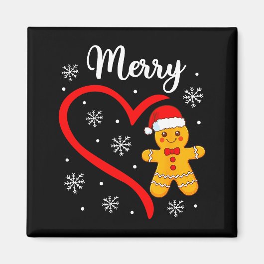 Merry Christmas Gingerbread Family Couples Xmas Pa マグネット (正面)