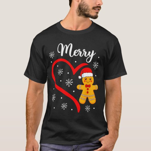 Merry Christmas Gingerbread Family Couples Xmas Pa Tシャツ (正面)