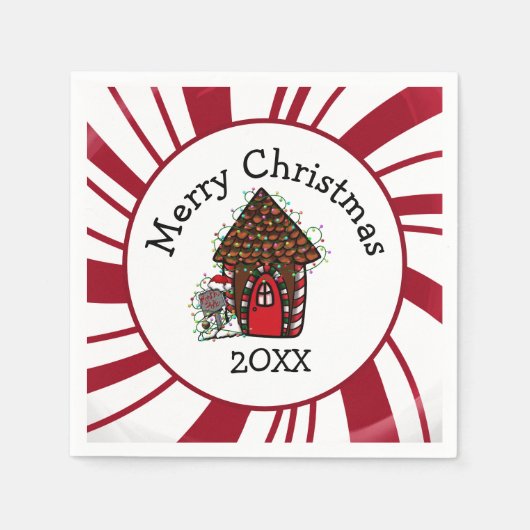 Merry Christmas Gingerbread House スタンダードカクテルナプキン (正面)