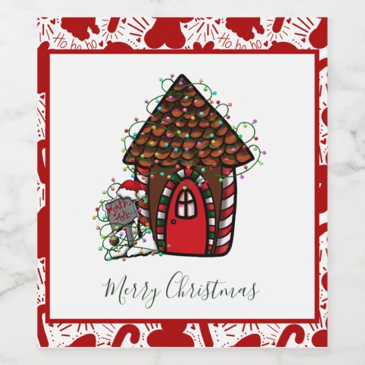 Merry Christmas gingerbread House  ワインラベル (シングルラベル)