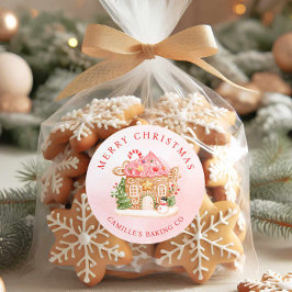 Merry Christmas Gingerbread House Holiday ラウンドシール