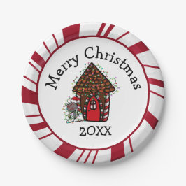 Merry Christmas Gingerbread House Plates ペーパープレート