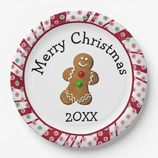 Merry Christmas Gingerbread Man ペーパープレート (正面)