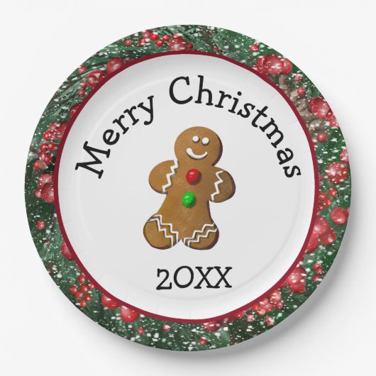 Merry Christmas Gingerbread Man ペーパープレート (正面)