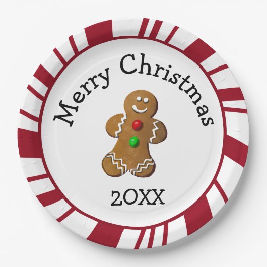 Merry Christmas Gingerbread Man ペーパープレート (正面)