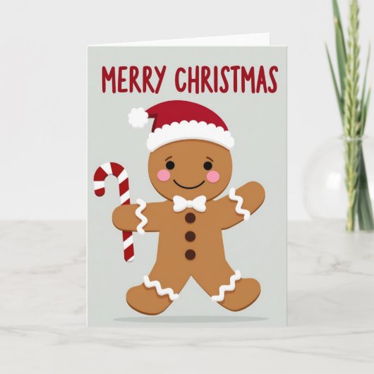Merry Christmas Gingerbread Man Card カード (正面)