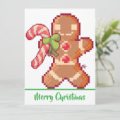 Merry Christmas, GingerBread man, pixel art  カード (スタンド正面)