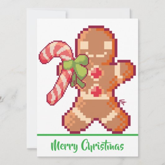 Merry Christmas, GingerBread man, pixel art  カード (正面)