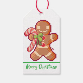 Merry Christmas, GingerBread man, Pixel Art ギフトタグ