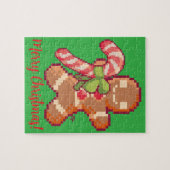 Merry Christmas, Gingerbread man, Pixelart, Pixel  ジグソーパズル (横)