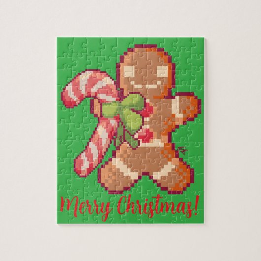 Merry Christmas, Gingerbread man, Pixelart, Pixel  ジグソーパズル (縦)