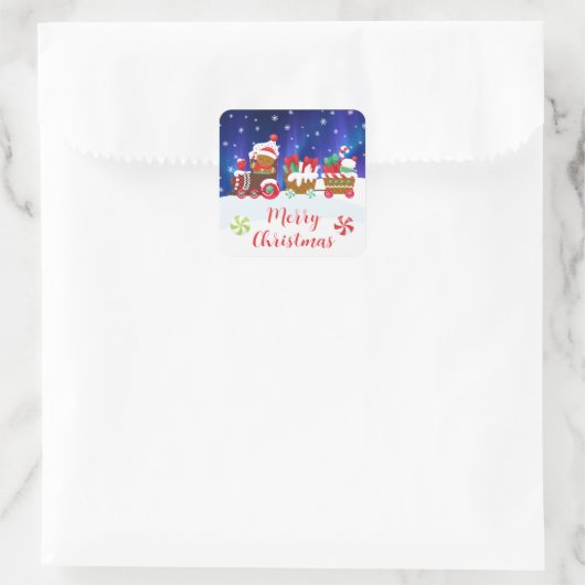 Merry Christmas – Gingerbread Train スクエアシール (バッグ)