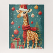 Merry Christmas Giraffe ジグソーパズル (縦)