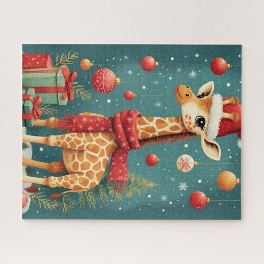 Merry Christmas Giraffe ジグソーパズル (横)