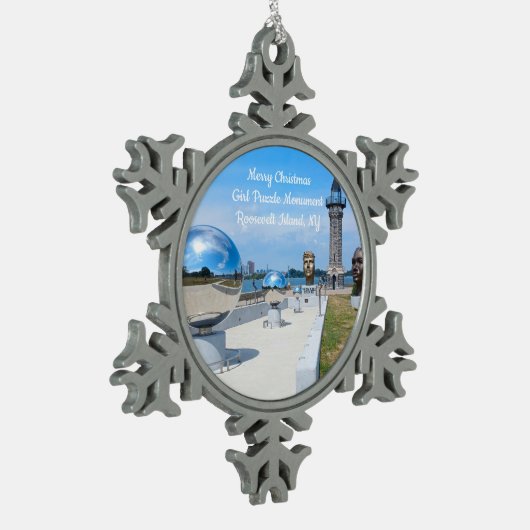 Merry Christmas Girl Puzzle Mon. ornament スノーフレークピューターオーナメント (左)