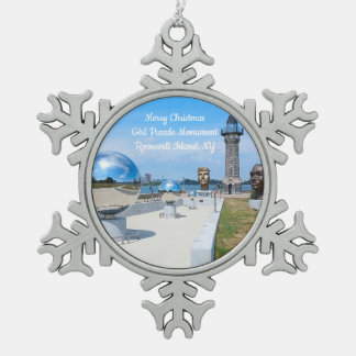 Merry Christmas Girl Puzzle Mon. ornament スノーフレークピューターオーナメント