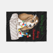 Merry Christmas Girls フリースブランケット (正面(横))
