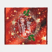 Merry Christmas, glisten and sparkle フリースブランケット (正面(横))