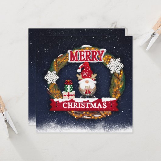 Merry Christmas Gnome カード (正面/裏面インサイチュ)