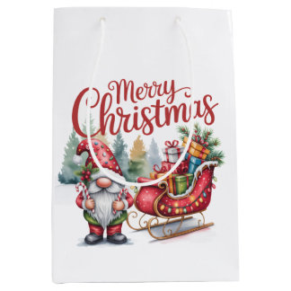 Merry Christmas Gnome Gift Bag ミディアムペーパーバッグ