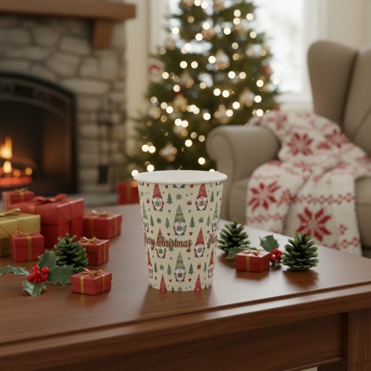Merry Christmas Gnome Holiday Paper Cups 紙コップ