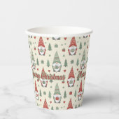 Merry Christmas Gnome Holiday Paper Cups 紙コップ (正面)