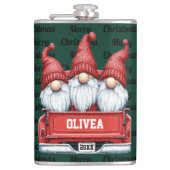 Merry Christmas Gnomes in Truck フラスク (正面)