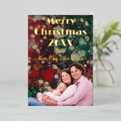 Merry Christmas Gold 箔シーズンカード (立ち正面)