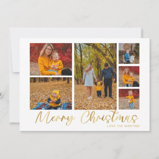 Merry Christmas Gold 6 Photo Buffalo Plaid (正面)