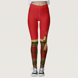 Merry Christmas Gold Bow Leggings レギンス