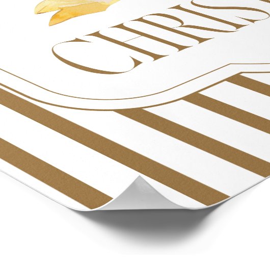 Merry Christmas Gold Bow Poster ポスター (角)