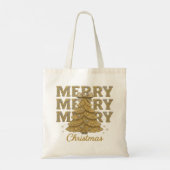 Merry Christmas Gold Christmas Tree トートバッグ (裏面)