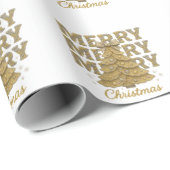 Merry Christmas Gold Christmas Tree ラッピングペーパー (ロールコーナー)