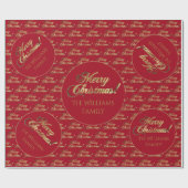 Merry Christmas Gold Foil Script Apple Red ラッピングペーパー (フラット)